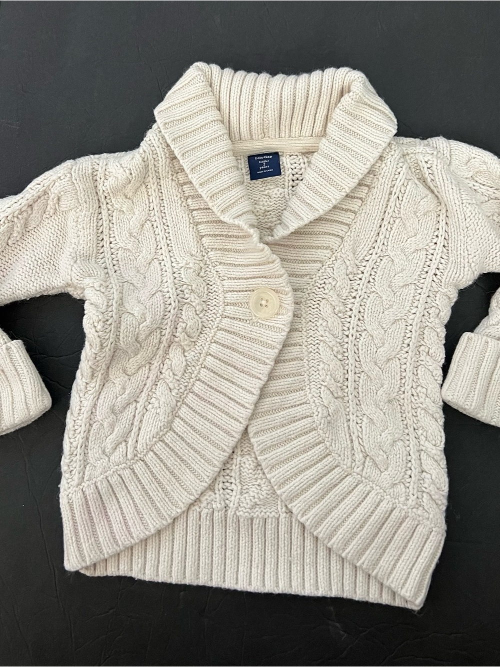 GAP 2T Cream Cable-Knit Shawl Collar baby kids Cardigan